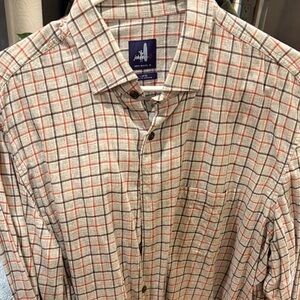Johnnie o  Men's Checkered Shirt in orange and Gray